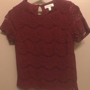 Maroon Lace Top Size M